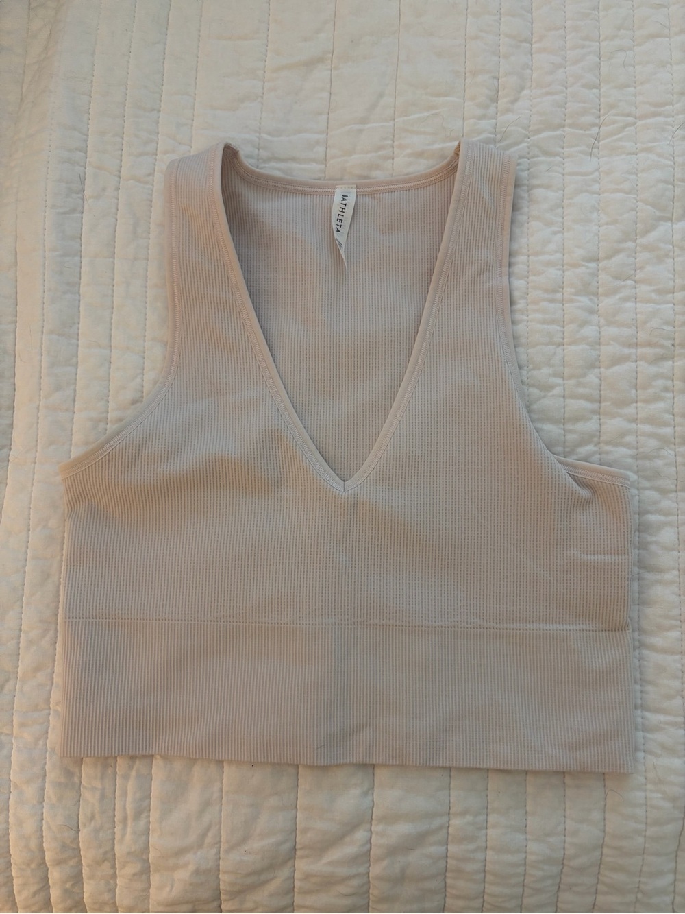 Athleta Sleeveless Ribbed V-Neck Tank Top - Light Pink